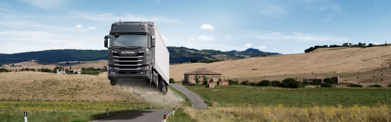 Scania truck flying through the air
