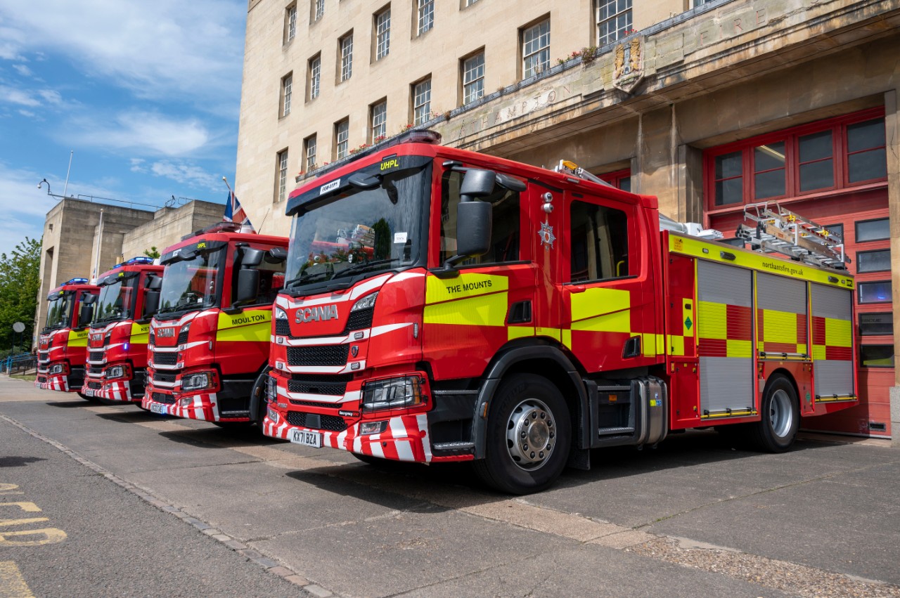 Four New Fire Engines on the Run for Northamptonshire Fire and Rescue Service