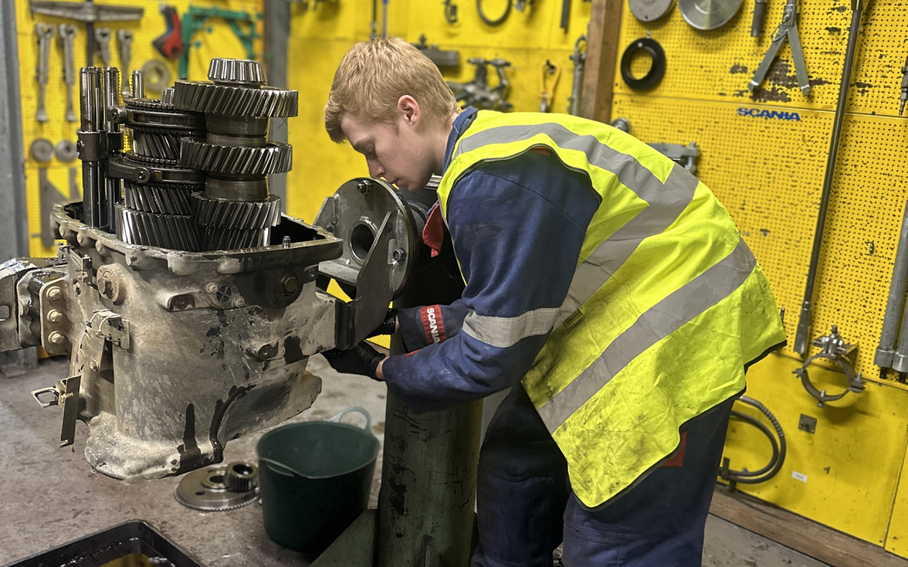 Apprentice Technician working on gearbox