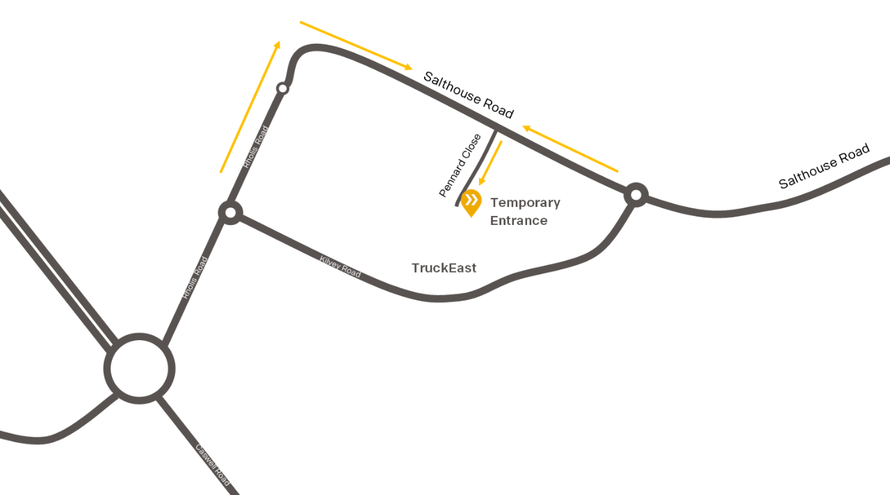 Map showing temporary entrance for TruckEast Northampton