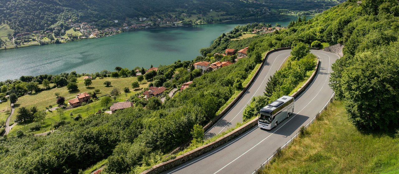Scania Touring on mountain road