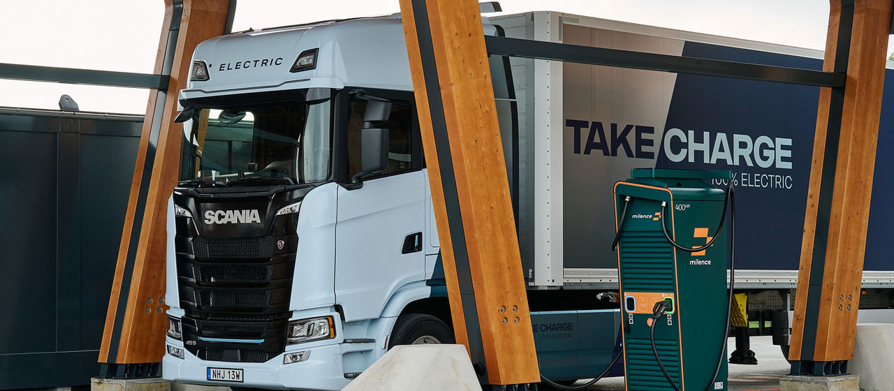 Scania truck at charging station